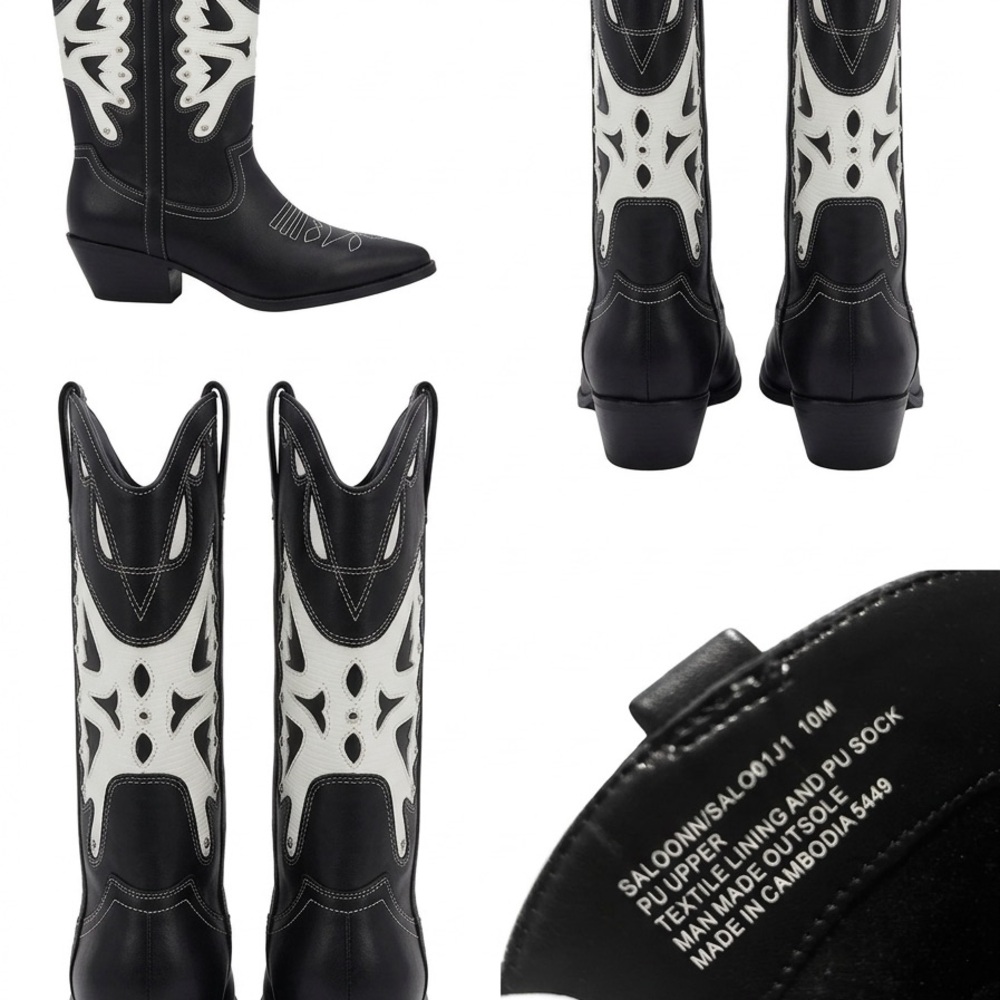 Black and White Western Cowboy Boots - madden